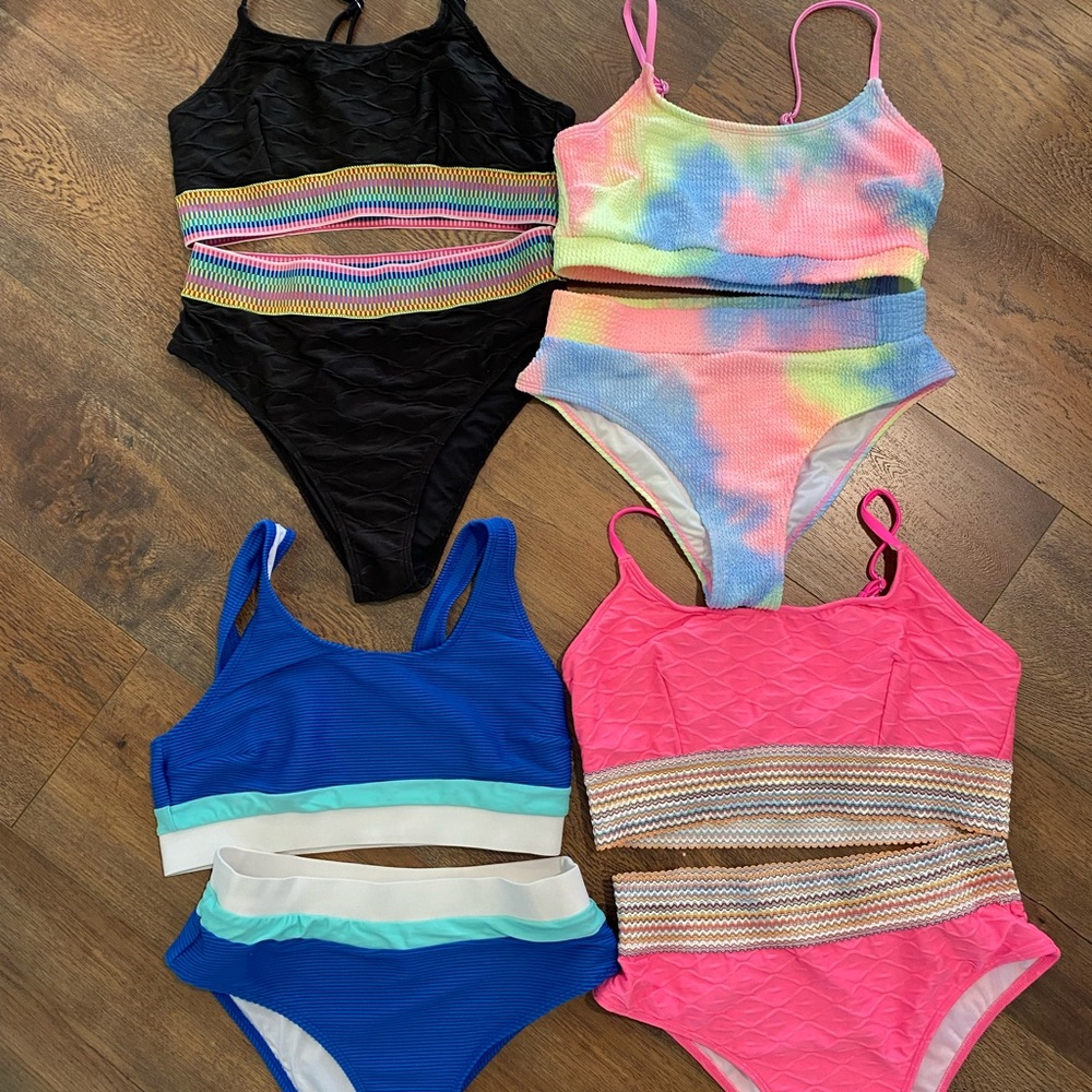 Cupshe Women's Swimwear Set - Black, Tie-Dye, Blue, Pink